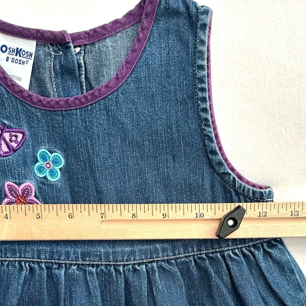Vintage Y2K Oshkosh B’Gosh Denim Jean & Purple Sleeveless Dress 4T Toddler Girl